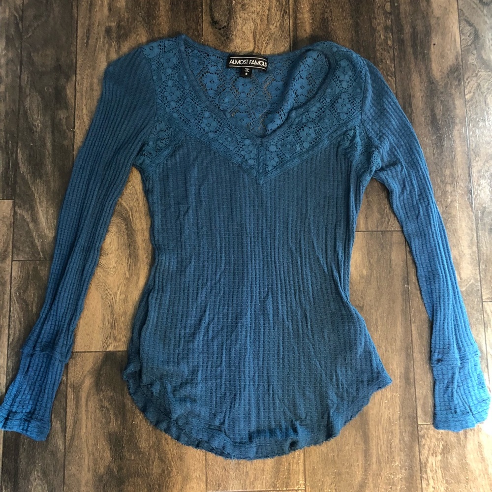 Almost Famous Blue Lace Detail Top